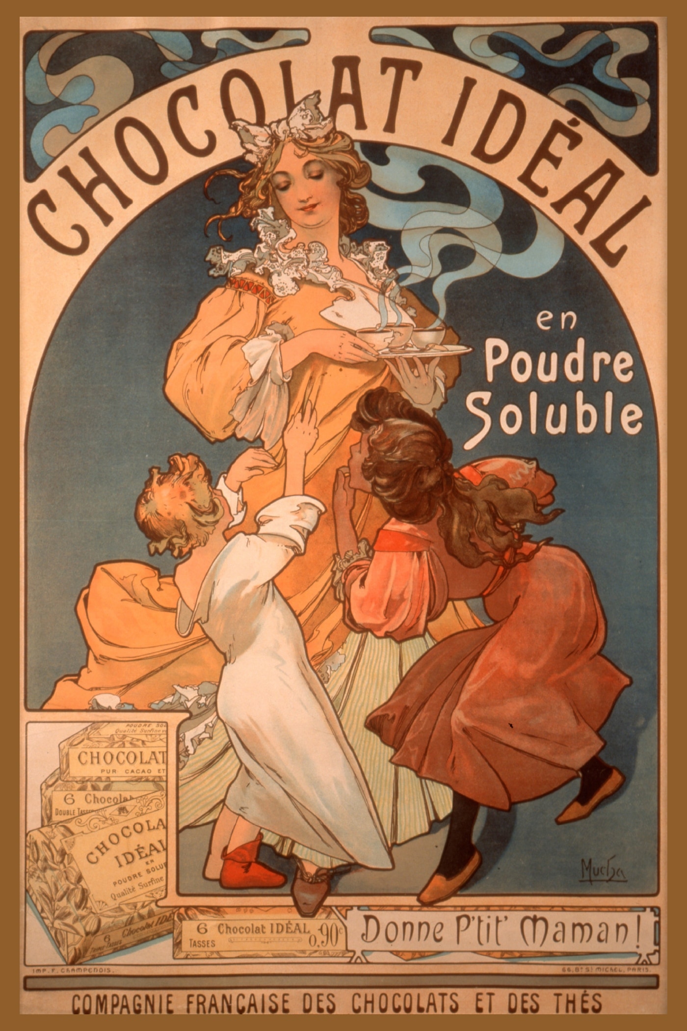 ミュシャ作：「ショコライデアル」のポスター画像