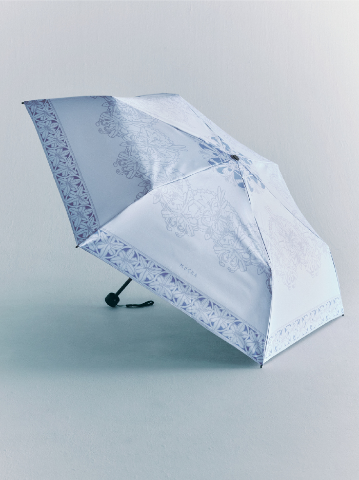 【MUCHA×PROTECT U】コラボレーション日傘 ブルーリリーの画像
